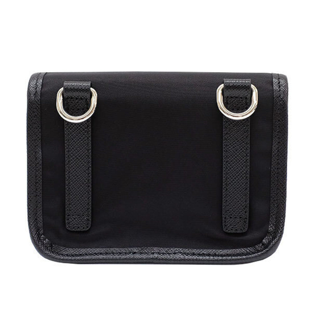 Prada Nylon Pochette 16 Leather Shoulder Bag Crossbody Black 586
